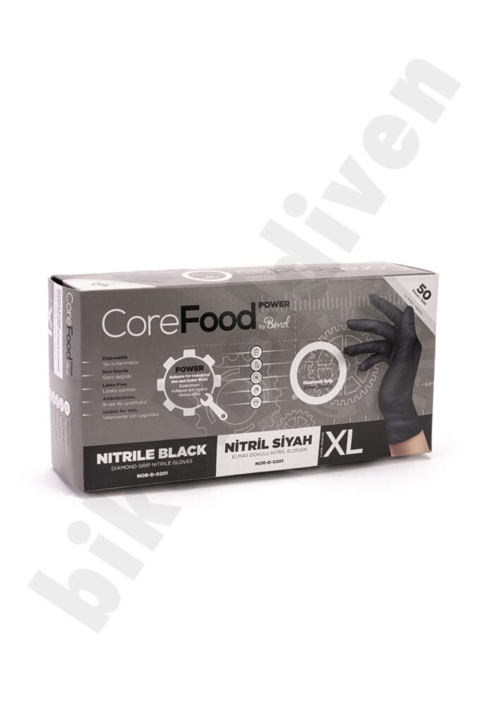 CoreFood Diamond Siyah Nitril Steril Eldiven