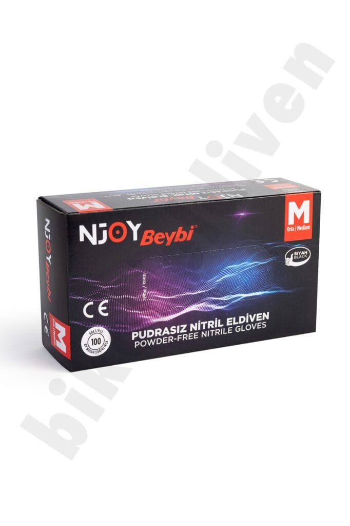 Beybi NJoy Siyah Nitril Pudrasız Eldiven - Toptan 100x20